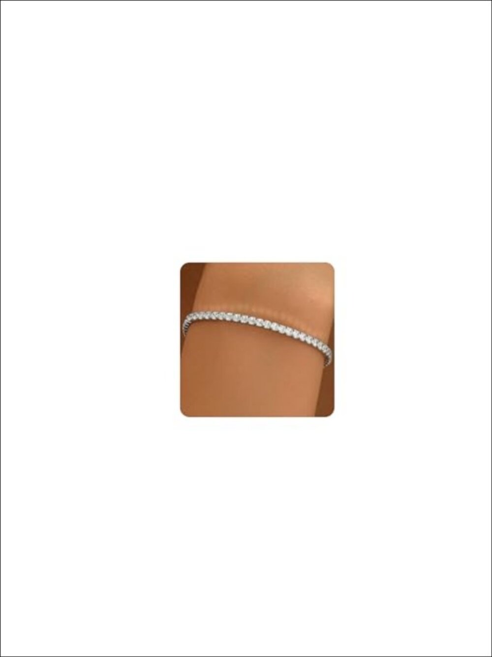 Dainty CZ Tennis Stretch Bracelet Silver Plated Stainless Steel Women's